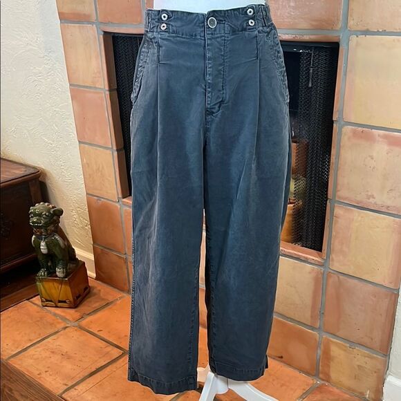 Anthropologie Cropped Pleated Front High-Waist Button Fly Straight Leg, size 30 - Picture 1 of 9